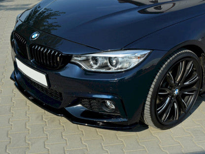 Maxton Design V1 Gloss Piano Black Front Splitter Lip Spoiler for BMW 4 Series F32 M Sport Coupe 2013-2016 – Front Bumper Lip, Lower Chin Valance Aero Extension (420i 428i 430i 435i 440i)