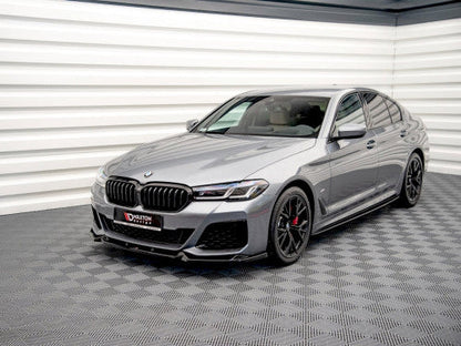 Maxton Design V1 Gloss Black Front Splitter & Front Bumper Lip for BMW 5 Series G30 LCI 2020+ M Sport/M Pack | Chin Spoiler, Front Blade, Lower Valance/Apron Extension (Saloon)