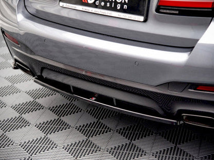 Maxton Design Gloss/Piano Black Rear Centre Lip Splitter for BMW 5 Series G30 LCI (Facelift) M Sport/M Pack Saloon 2020+ | Diffuser-Style Rear Valance/Diffuser Insert, Lower Bumper Trim | ABS