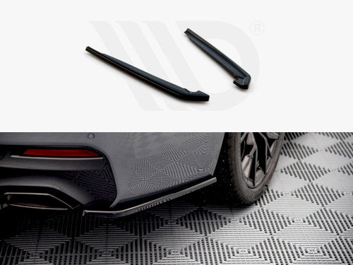 Maxton Design Gloss Piano Black Rear Side/Corner Splitters for BMW 5 Series G30 LCI Facelift M Sport / M Pack (2020+) - Rear Spats, Bumper Lip Extensions, Rear Bumper Corners, Rear Skirt Extensions - Saloon/Sedan - Pair + Fitting Kit