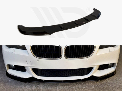 Maxton Design V1 Gloss Piano Black Front Splitter Lip for BMW 5 Series F10/F11 M Sport (2011-2016) - Front Bumper Lip / Chin Spoiler / Front Spoiler Extension - Saloon/Sedan & Touring/Estate/Wagon