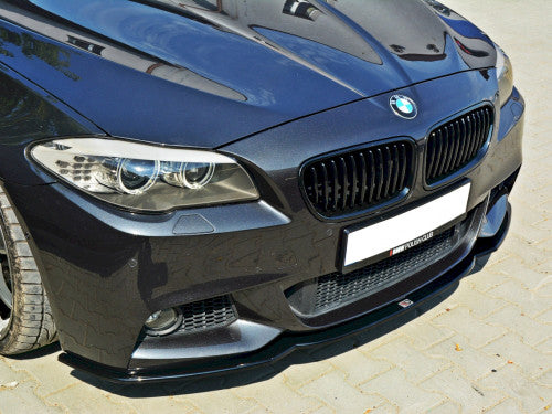 Maxton Design Gloss Black Front Splitter V2 for BMW 5 Series F10/F11 M Sport (2011-2016) – Front Lip Spoiler/Chin Spoiler/Bumper Lip – OEM Style ABS Front Bumper Extension (Saloon & Touring)