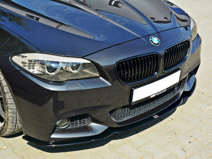 Maxton Design Gloss Black Front Splitter V2 for BMW 5 Series F10/F11 M Sport (2011-2016) – Front Lip Spoiler/Chin Spoiler/Bumper Lip – OEM Style ABS Front Bumper Extension (Saloon & Touring)