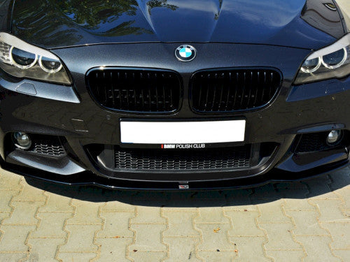 Maxton Design Gloss Black Front Splitter V2 for BMW 5 Series F10/F11 M Sport (2011-2016) – Front Lip Spoiler/Chin Spoiler/Bumper Lip – OEM Style ABS Front Bumper Extension (Saloon & Touring)