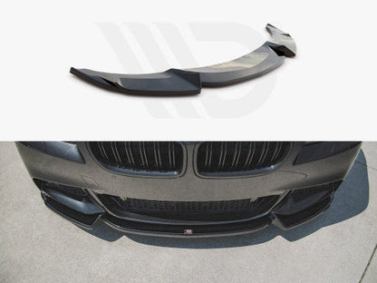 Maxton Design V3 Gloss Black Front Splitter / Front Lip for BMW 5 Series F10/F11 (2011-2017) M Sport M-Pack - Chin Spoiler, Bumper Lip Extension, Lower Valance Air Dam, OEM+ ABS Aero for Saloon & Touring/Estate