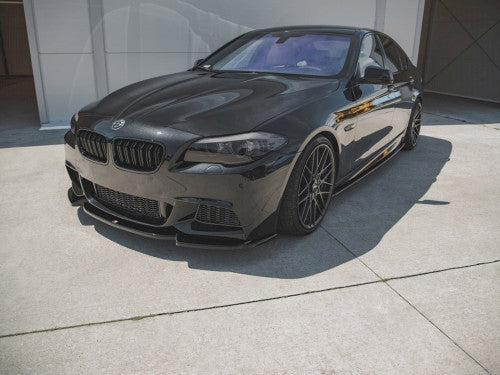 Maxton Design V3 Gloss Black Front Splitter / Front Lip for BMW 5 Series F10/F11 (2011-2017) M Sport M-Pack - Chin Spoiler, Bumper Lip Extension, Lower Valance Air Dam, OEM+ ABS Aero for Saloon & Touring/Estate
