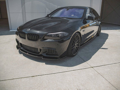 Maxton Design V3 Gloss Black Front Splitter / Front Lip for BMW 5 Series F10/F11 (2011-2017) M Sport M-Pack - Chin Spoiler, Bumper Lip Extension, Lower Valance Air Dam, OEM+ ABS Aero for Saloon & Touring/Estate