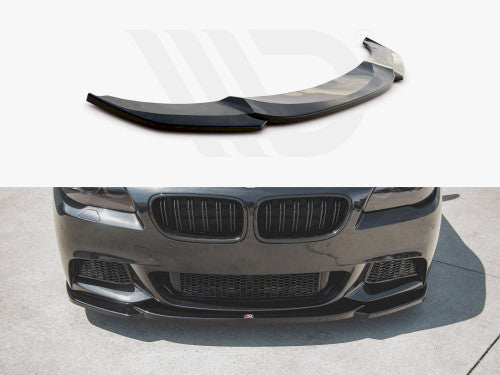 Maxton Design V4 Gloss Black Front Lip / Splitter / Chin Spoiler for BMW 5 Series F10 F11 M Sport M-Pack/M-Tech (2011-2017) - ABS Piano Black Bumper Extension Valance Blade for Saloon/Sedan & Touring/Estate/Wagon