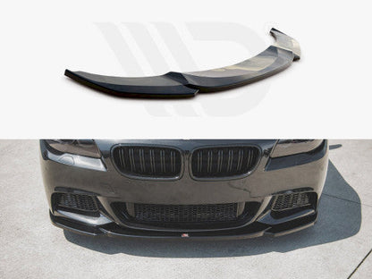Maxton Design V4 Gloss Black Front Lip / Splitter / Chin Spoiler for BMW 5 Series F10 F11 M Sport M-Pack/M-Tech (2011-2017) - ABS Piano Black Bumper Extension Valance Blade for Saloon/Sedan & Touring/Estate/Wagon