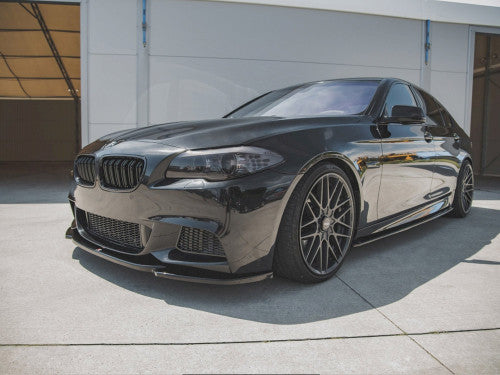 Maxton Design V4 Gloss Black Front Lip / Splitter / Chin Spoiler for BMW 5 Series F10 F11 M Sport M-Pack/M-Tech (2011-2017) - ABS Piano Black Bumper Extension Valance Blade for Saloon/Sedan & Touring/Estate/Wagon