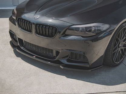 Maxton Design V4 Gloss Black Front Lip / Splitter / Chin Spoiler for BMW 5 Series F10 F11 M Sport M-Pack/M-Tech (2011-2017) - ABS Piano Black Bumper Extension Valance Blade for Saloon/Sedan & Touring/Estate/Wagon