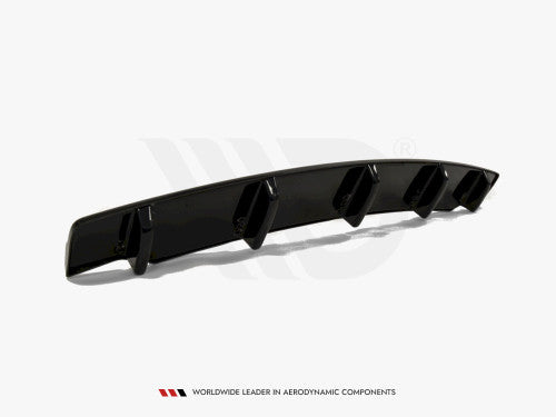 Maxton Design Rear Diffuser/Valance Insert Gloss/Piano Black for BMW 5 Series F11 Touring Estate/Wagon (M Sport/M-Pack 2011+) – Central Rear Splitter/Rear Lip Bumper Extension – Fits Twin Single Tailpipes (Dual Single Exhaust)
