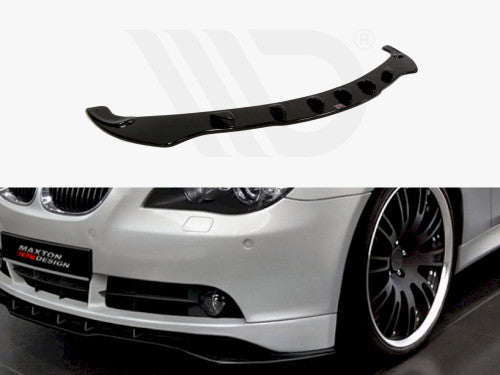 Maxton Design Gloss Piano Black Front Splitter / Front Lip Chin Spoiler for BMW 5 Series E60 E61 2003-2007 Pre-LCI Pre-Facelift | Saloon Touring Estate | ABS Bumper Lip / Air Dam | Fits Standard SE Non M Sport Front Bumper