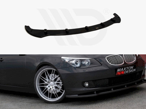Maxton Design Gloss Black Front Splitter / Chin Spoiler / Bumper Lip for BMW 5 Series E60 E61 LCI Facelift 2007-2010 Saloon & Touring Estate - ABS Front Lip Extension Aero Lower Valance/Apron