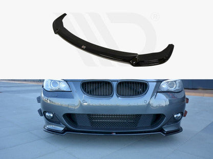 Maxton Design Gloss Black Front Splitter / Front Lip for BMW 5 Series E60/E61 M Sport (M-Pack) 2003-2010  ABS Front Bumper Lip Spoiler