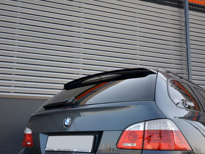 Maxton Design Gloss Piano Black ABS Rear Roof Spoiler Cap/Lip for BMW 5 Series E61 Touring/Estate (Wagon) M Sport (M-Pack) 2003-2010 - Rear Window Spoiler Tailgate Wing Roofline Extension