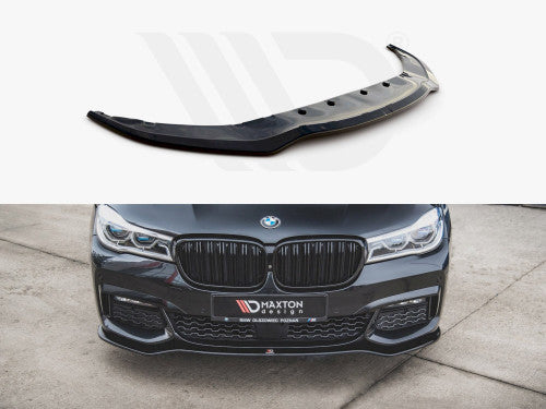 Maxton Design V1 Gloss Black/Piano Black Front Splitter, Bumper Lip & Chin Spoiler for BMW 7 Series G11 M Sport (M-Pack) 2015–2018 – Front Lip Spoiler, Front Aero Lip, Lower Valance, Front Apron Extension