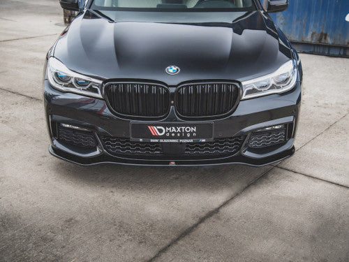 Maxton Design V1 Gloss Black/Piano Black Front Splitter, Bumper Lip & Chin Spoiler for BMW 7 Series G11 M Sport (M-Pack) 2015–2018 – Front Lip Spoiler, Front Aero Lip, Lower Valance, Front Apron Extension