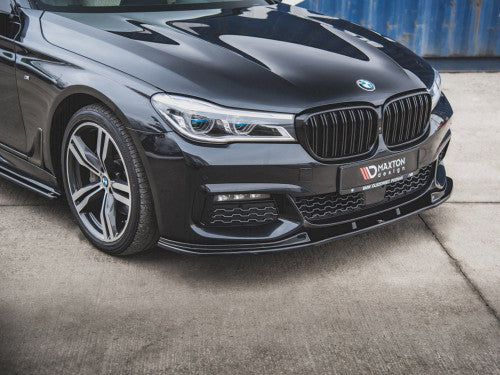 Maxton Design V2 Gloss/Piano Black Front Splitter for BMW 7 Series G11 2015-2018 Pre-Facelift M Sport (M-Pack/M Paket) - Front Lip / Chin Spoiler / Bumper Lip / Front Blade Aero Lower Valance Extension / Air Dam / Front Apron