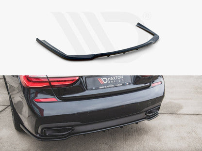 Maxton Design Gloss Piano Black Rear Diffuser / Centre/Center Splitter for BMW 7 Series G11 Saloon M Sport (M Pack) 2015-2018 – Rear Bumper Lip, Lower Valance, Rear Skirt, Rear Apron with Vertical Fins