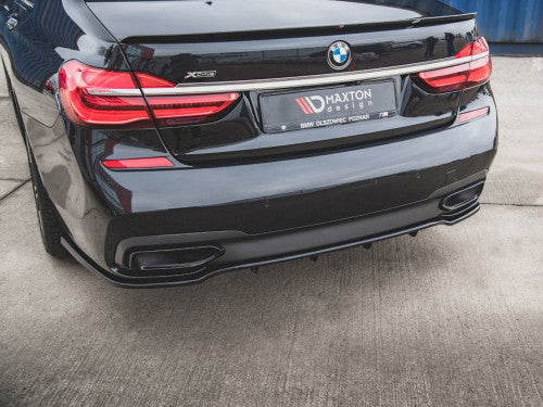 Maxton Design Gloss Piano Black Rear Diffuser / Centre/Center Splitter for BMW 7 Series G11 Saloon M Sport (M Pack) 2015-2018 – Rear Bumper Lip, Lower Valance, Rear Skirt, Rear Apron with Vertical Fins
