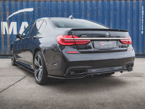 Maxton Design Gloss Piano Black Rear Diffuser / Centre/Center Splitter for BMW 7 Series G11 Saloon M Sport (M Pack) 2015-2018 – Rear Bumper Lip, Lower Valance, Rear Skirt, Rear Apron with Vertical Fins