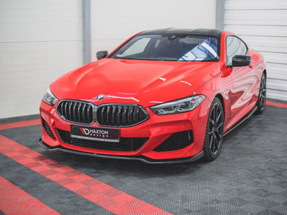 Maxton Design V2 Gloss Black Front Splitter Chin Spoiler Lip for BMW 8 Series G15 Coupe & G16 Gran Coupe M Sport (M Pack) 2018+ - ABS Piano Black Front Bumper Lip Valance Extension Aero Diffuser Trim for 840i M850i
