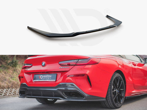 Gloss Black Centre/Center Rear Diffuser Lip / Splitter / Valance Extension for BMW 8 Series Coupe G15 (2018+) M Sport M Pack – Carbon Package Only – M Performance Style Rear Bumper Blade