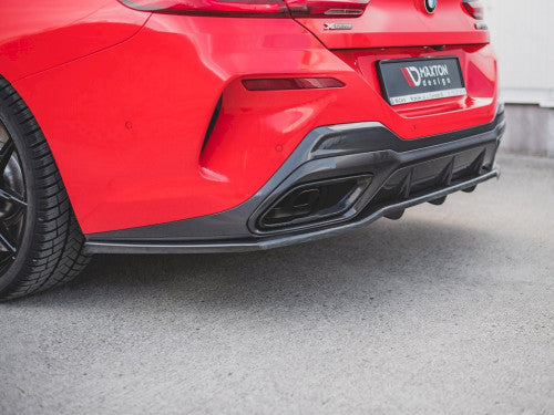 Maxton Design Gloss/Piano Black Rear Diffuser Centre Piece with Vertical Fins for BMW 8 Series G15 Coupe M Sport 2018+ | Rear Splitter / Lower Valance / Under Spoiler / Rear Lip Extension | ABS | Fits Carbon Pack Models Only