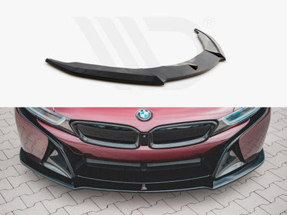 Maxton Design Gloss Black Front Splitter for BMW i8 2014-2020 - Front Lip Spoiler, Chin Spoiler, Front Bumper Lip, Lower Valance/Aero Front Apron - ABS Lower Bumper Extension