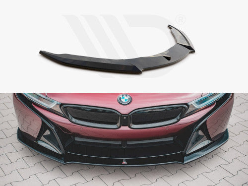Maxton Design Gloss Black Front Splitter for BMW i8 2014-2020 - Front Lip Spoiler, Chin Spoiler, Front Bumper Lip, Lower Valance/Aero Front Apron - ABS Lower Bumper Extension