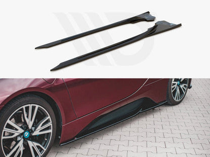 Maxton Design Gloss Black Side Skirts for BMW i8 Coupe & Roadster 2014-2020 - Side Blades, Rocker Panel/Sill & Side Skirt Extensions, Side Diffuser Splitters - High-Gloss ABS Aero Body Kit Upgrade