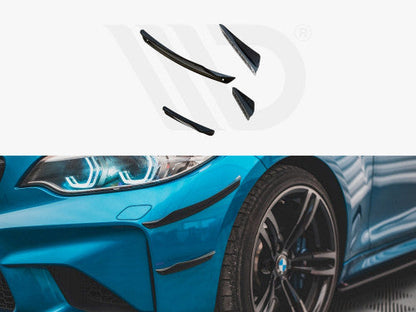 Maxton Design BMW M2 / M2 Competition F87 2016-2020 Front Canards Dive Planes Winglets Air Deflectors - ABS Bumper Aero Fins/Flicks/Blades Set | 3D Printed Unpainted Front Bumper Add-Ons Styling Upgrade