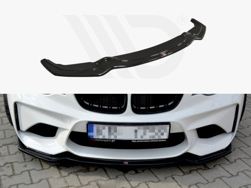 Maxton Design Gloss Black Front Lip Splitter / Front Bumper Lip Spoiler, Chin Spoiler for BMW M2 F87 Coupe 2016-2021 | M2 Competition Front Valance Apron Aero Lip | ABS Body Kit Front Skirt Extension