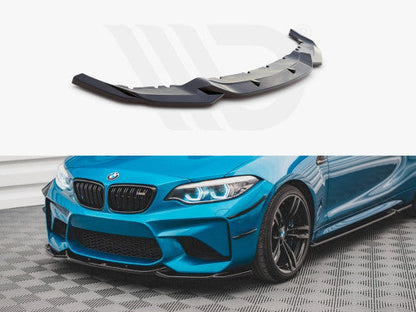 Maxton Design V3 (V.3) Gloss Black Front Splitter for BMW M2 F87 2016-2020 – Front Bumper Lip/Chin Spoiler, Air Dam, Lower Valance Apron, ABS Aero Body Kit, Bumper Extension