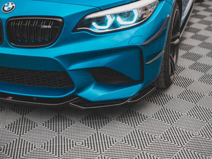 Maxton Design V3 (V.3) Gloss Black Front Splitter for BMW M2 F87 2016-2020 – Front Bumper Lip/Chin Spoiler, Air Dam, Lower Valance Apron, ABS Aero Body Kit, Bumper Extension