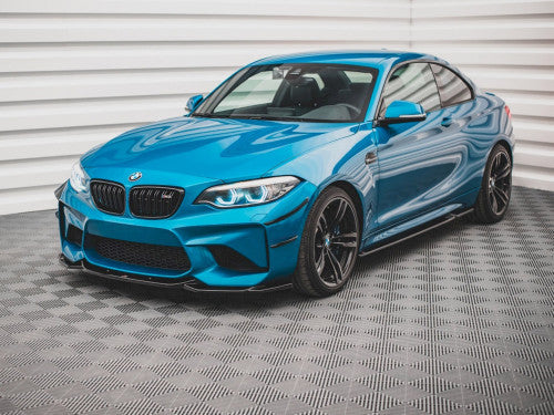 Maxton Design V3 (V.3) Gloss Black Front Splitter for BMW M2 F87 2016-2020 – Front Bumper Lip/Chin Spoiler, Air Dam, Lower Valance Apron, ABS Aero Body Kit, Bumper Extension