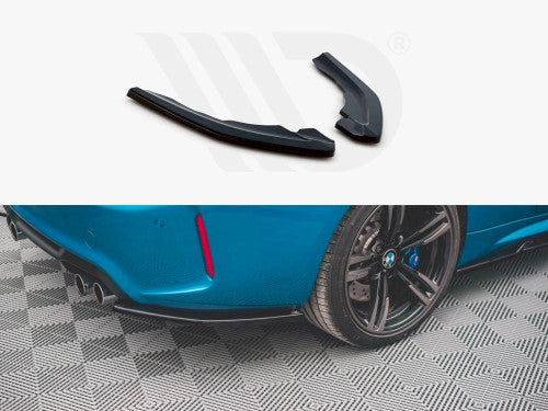 Maxton Design Rear Corner Extensions V2 Gloss/Piano Black for BMW M2/M2 Competition F87 2016-2020 - Rear Side Splitters/Spats, Bumper Skirt & Valance Extensions, Corner Blades - ABS Pair