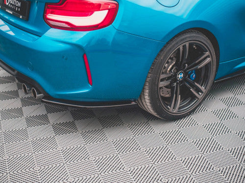 Maxton Design Rear Corner Extensions V2 Gloss/Piano Black for BMW M2/M2 Competition F87 2016-2020 - Rear Side Splitters/Spats, Bumper Skirt & Valance Extensions, Corner Blades - ABS Pair