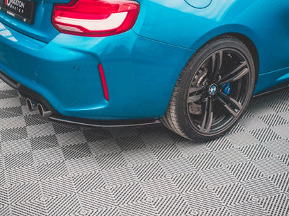 Maxton Design Rear Corner Extensions V2 Gloss/Piano Black for BMW M2/M2 Competition F87 2016-2020 - Rear Side Splitters/Spats, Bumper Skirt & Valance Extensions, Corner Blades - ABS Pair
