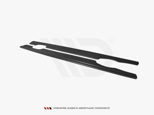 BMW E46 M3 Coupe 2000-2006 Gloss Black Side Skirts Extensions / Splitters / Diffusers - Maxton Design Rocker Panel Sill Extensions, Side Blades, Ground Effects (ABS Piano Black)