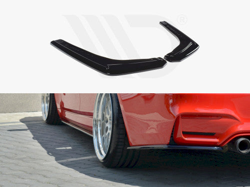Maxton Design V1 Rear Side/Corner Splitters Spats Gloss Black for BMW M3 F80 Saloon/Sedan 2014-2018 – Rear Bumper/Valance/Skirt Extensions Pair with Fitting Kit ABS Piano Black