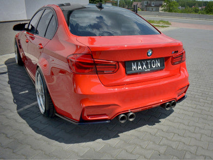 Maxton Design V1 Rear Side/Corner Splitters Spats Gloss Black for BMW M3 F80 Saloon/Sedan 2014-2018 – Rear Bumper/Valance/Skirt Extensions Pair with Fitting Kit ABS Piano Black