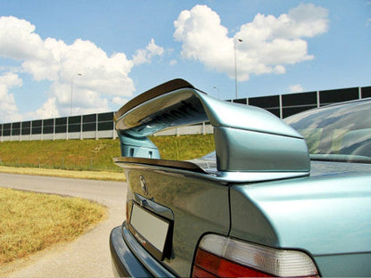 Maxton Design Gloss Piano Black Boot Lid/Trunk Lip Spoiler Cap Extension Decklid Wing - BMW M3 E36 1992-1999 - GTS Style ABS 3M Stick-On Tailgate Edge