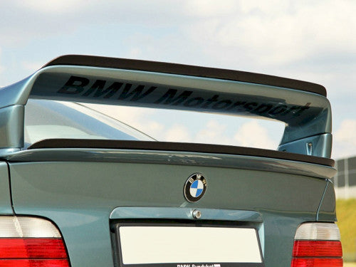 Maxton Design Gloss Piano Black Boot Lid/Trunk Lip Spoiler Cap Extension Decklid Wing - BMW M3 E36 1992-1999 - GTS Style ABS 3M Stick-On Tailgate Edge