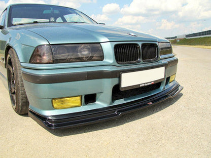 Maxton Design V.1 Gloss Black Front Splitter / Front Lip Spoiler for BMW E36 M3 Coupe 1992-1999 – Lower Bumper Chin Spoiler, Front Valance Air Dam, Front Bumper Extension, Under Bumper Lip