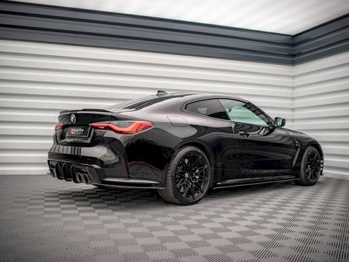 Maxton Design Street Pro Rear Corner Extensions / Side Splitters (Rear Spats, Rear Bumper Lips, Diffuser Side Extensions, Rear Valance Extensions) - 10mm Matte Black - Pair - BMW M4 G82 Coupe 2021+ M4 Competition | Fits Carbon Package/Carbon Pack Only