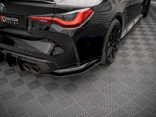 Maxton Design Street Pro Rear Corner Extensions / Side Splitters (Rear Spats, Rear Bumper Lips, Diffuser Side Extensions, Rear Valance Extensions) - 10mm Matte Black - Pair - BMW M4 G82 Coupe 2021+ M4 Competition | Fits Carbon Package/Carbon Pack Only