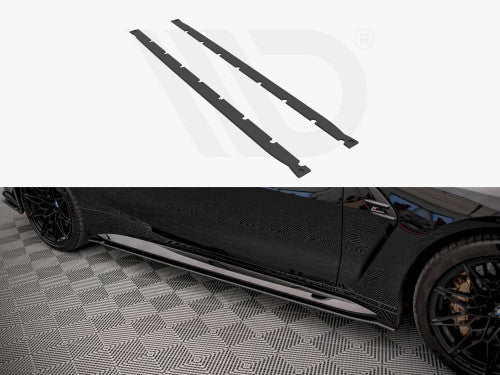 Maxton Design Street Pro Side Skirts / Side Splitters / Rocker Extensions (10mm ABS) for BMW M4 Competition G82 Coupe 2021+ - Matte Black or Red Core Sill Blades Aero Diffusers