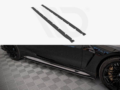 Maxton Design Street Pro Side Skirts / Side Splitters / Rocker Extensions (10mm ABS) for BMW M4 Competition G82 Coupe 2021+ - Matte Black or Red Core Sill Blades Aero Diffusers